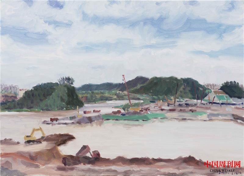 《平陸運河工地》2023年作50×70cm布面油畫.jpg 《平陸運河工地》2023年作50×70cm布面油畫.jpg